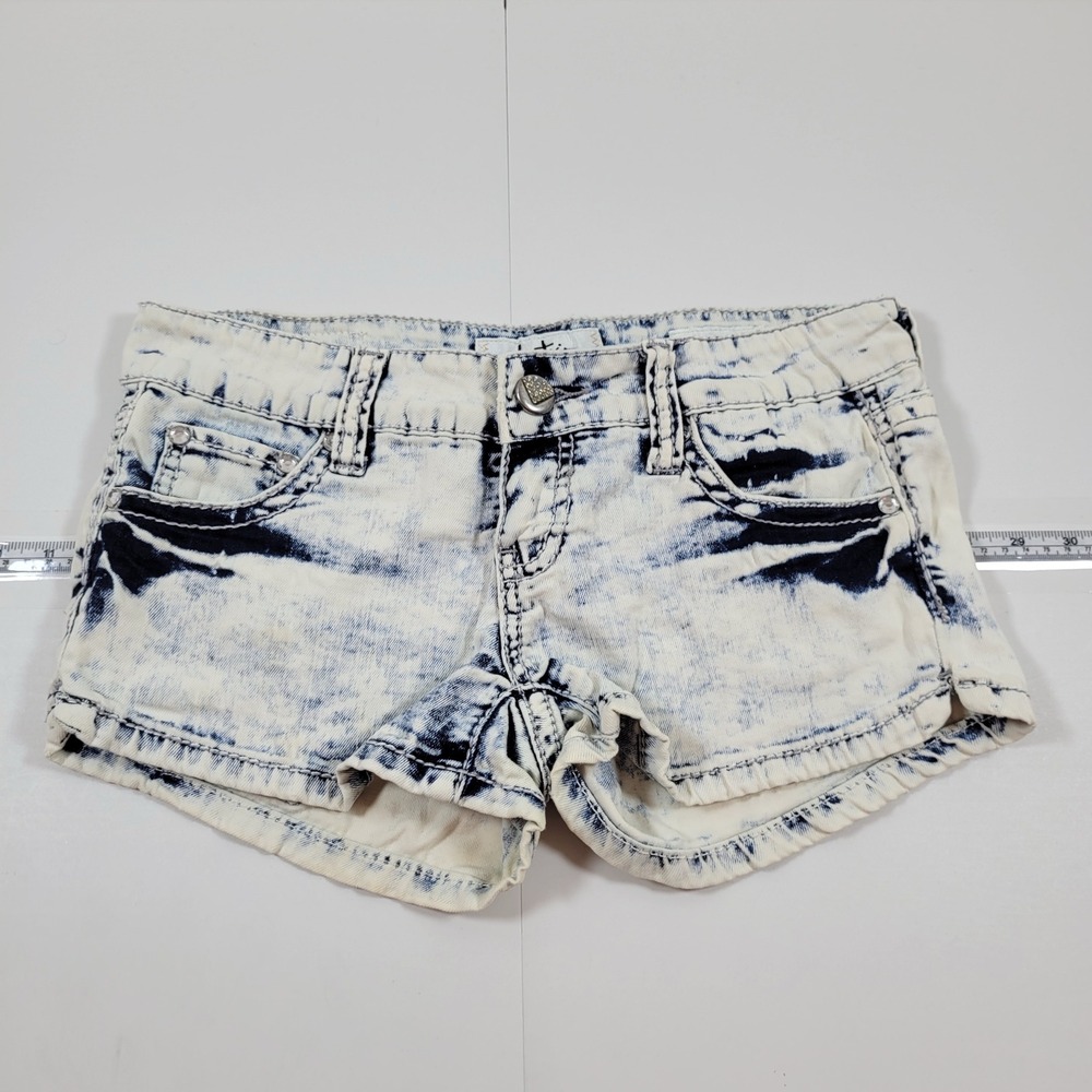 Daytrip Gemini Denim Shorts Womens 25 Blue Excellent Acid Wash Sequin Rhinestone